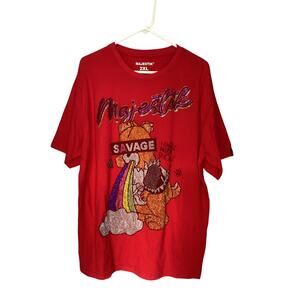 Majestik Short Sleeve T-Shirt Savage Rhinestone Rainbow Teddy Red Size 2XL Men
